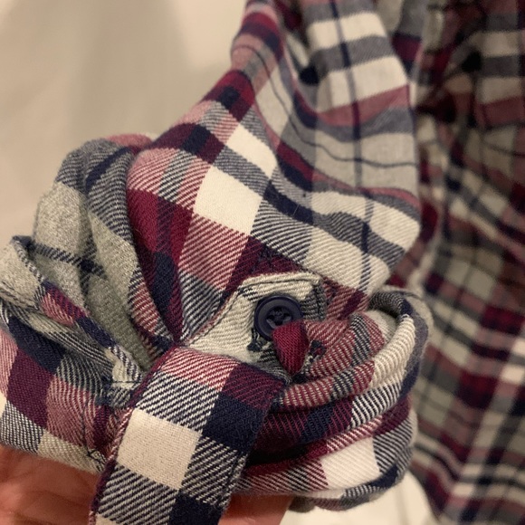 Duluth Flannel Shirt Navy and Maroon/Purple Plaid - Picture 8 of 10